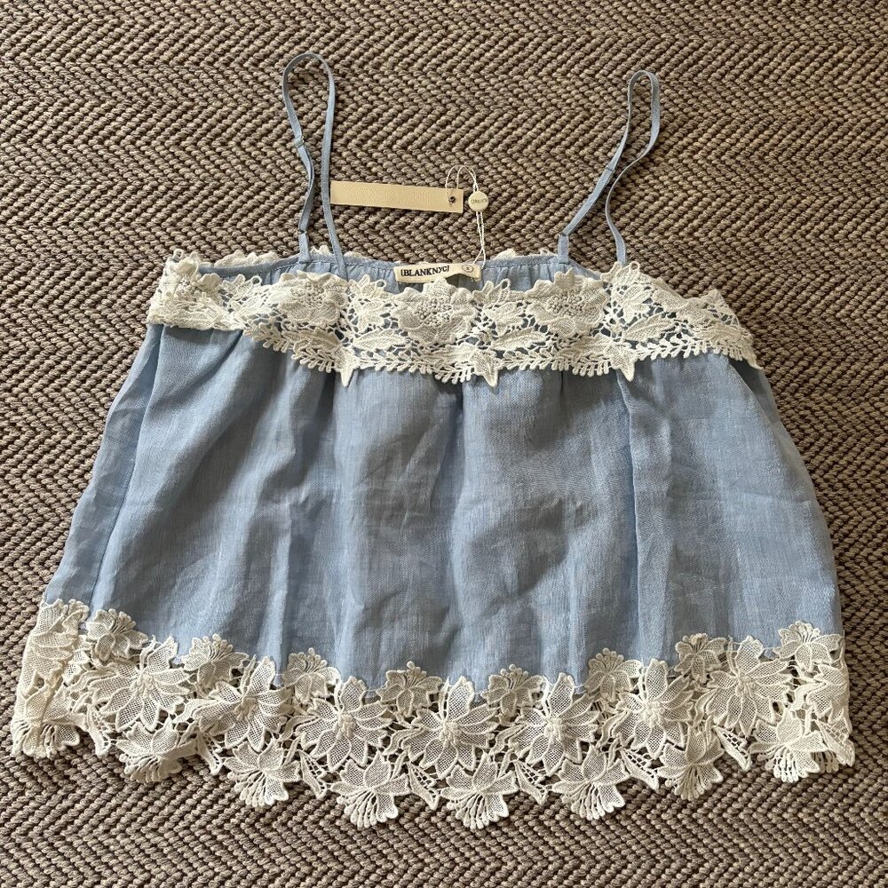 BLANKNYC Lace and Linen Cropped Camisole